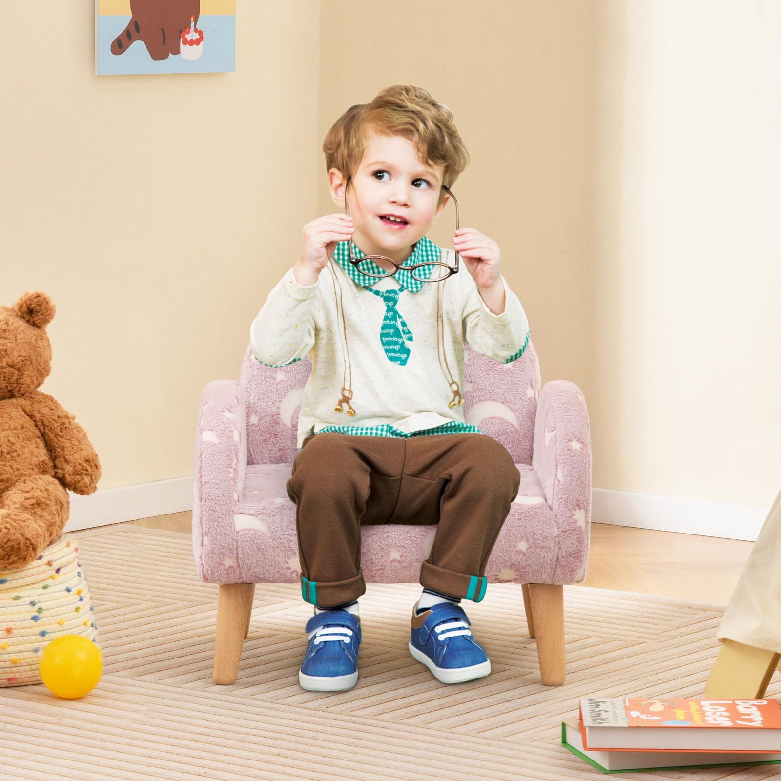 OLAKIDS Kids Sofa with Glow in The Dark, Toddler Armchair Couch