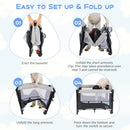 INFANS 5 in 1 Portable Playard, Larger Size Baby Bassinet Bedside Sleeper, Diaper Changer, Foldable Bedside Crib