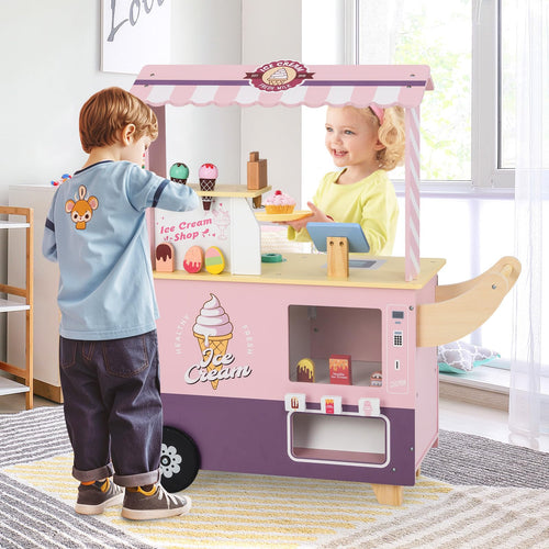 OLAKIDS Ice Cream Cart Grocery Store Marketplace Toy for Ages 3+