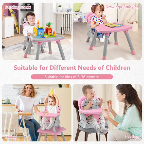 INFANS 8 in 1 Baby High Chair, Convertible Highchair for Babies and Toddlers, Infant Dining Booster Seat
