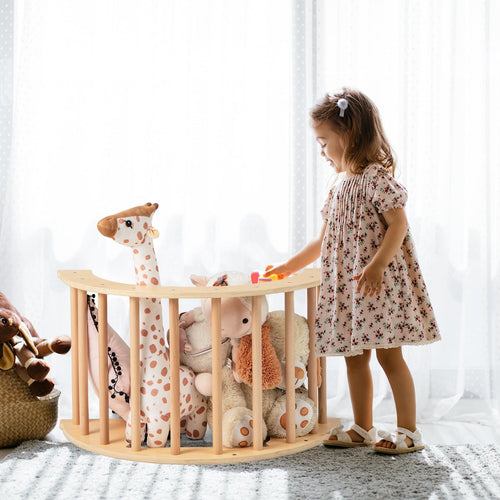 OLAKIDS Wooden Arch Climber Rocker with Soft Cushion for Toddlers