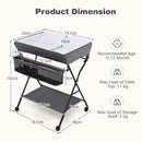 INFANS Baby Changing Table with Wheels, Portable Folding Diaper Station Nursery Organizer with Adjustable Height