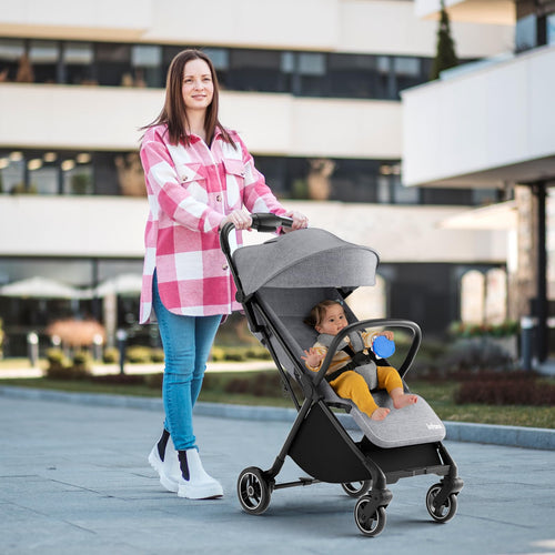 INFANS Lightweight Baby Stroller, One-Hand Gravity Fold, Compact Travel Stroller for Airplane