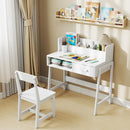OLAKIDS Table and Chair Set, Toddler Wooden Student Study Desk with Chair Storage Hutch Compartments Drawers