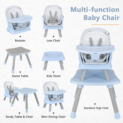 INFANS 8 in 1 Baby High Chair, Convertible Highchair for Babies and Toddlers, Infant Dining Booster Seat