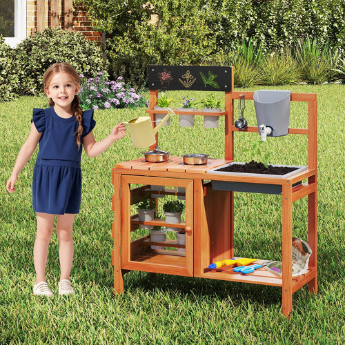 OLAKIDS Mud Kitchen for Kids Outdoor, Wooden Toddler Play Kitchen