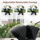 INFANS Double Stroller, Foldable Baby Tandem Stroller with Djustable Backrest Canopy Footrest