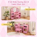 OLAKIDS Kids Vanity, 2 in 1 Princess Makeup Desk and Chair Set