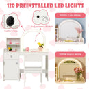 OLAKIDS Kids Vanity, Princess Makeup Desk and Chair Set with Lights Mirror, Pretend Play Vanity Set for Toddler Girls