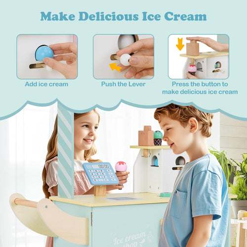 OLAKIDS Ice Cream Cart Grocery Store Marketplace Toy for Ages 3+