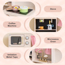 OLAKIDS Kids Kitchen Playset Cooking Toy Kitchen Set with Coffee Machine Stove Removable Sink Microwave Storage Cabinet