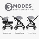 INFANS 2 in 1 Baby Stroller, High Landscape Infant Stroller & Reversible Bassinet Pram, Foldable Pushchair