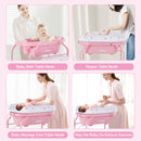 INFANS 2 in 1 Baby Changing Table with Bath Tub Unit, Folding Diaper Dresser Station with Wheels Waterproof
