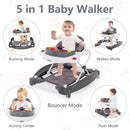 INFANS Baby Walker, 5 in 1 Behind Walker Learning Seated Rocker Bouncer with Removable Music Tray, Adjustable Height