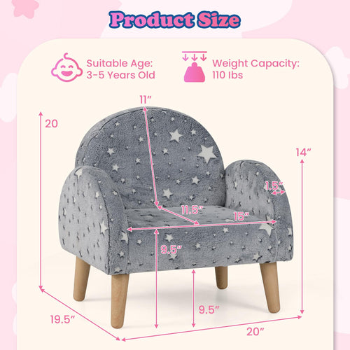 OLAKIDS Kids Sofa with Glow in The Dark, Toddler Armchair Couch