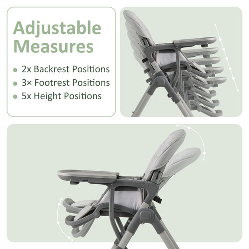 INFANS Baby High Chair, Convertible Quick Folding Portable Highchair with Adjustable Height Backrest Footrest