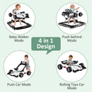 INFANS 4 in 1 Baby Walker, Foldable Toddler Activity Center with Adjustable Height, Removable Toy Tray, Push Walker