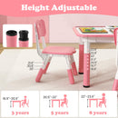 OLAKIDS Kids Table and Chiar Set, Height Adjustable Toddler Desk and 4 Chairs