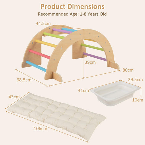 OLAKIDS Wooden Arch Climber Rocker with Soft Cushion for Toddlers