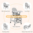 INFANS 5 in 1 Baby High Chair, Convertible Toddler Table Chair Set,  Multi-Function Seat with Lockable Universal Wheels
