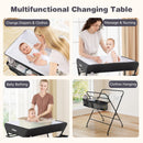 INFANS Baby Changing Table with Wheels, Portable Folding Diaper Station Nursery Organizer with Adjustable Height