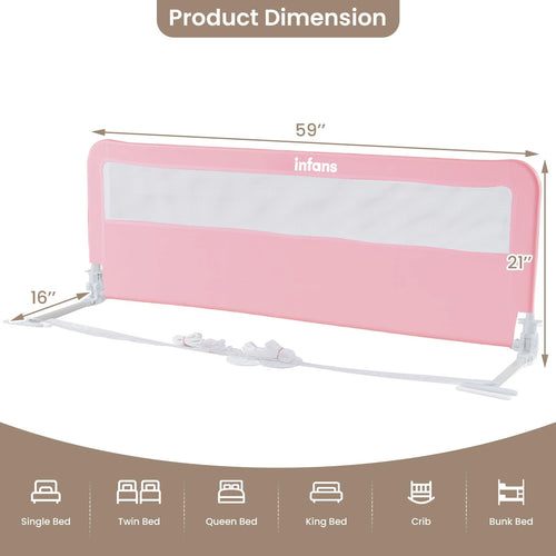 INFANS Bed Rail for Toddlers, 59" Foldable Safety Baby Crib Rail Fit for Kids Twin, Extra Long Swing Down Bed Guardrail for Convertible Crib, Queen, Full, King Mattress Side Guard