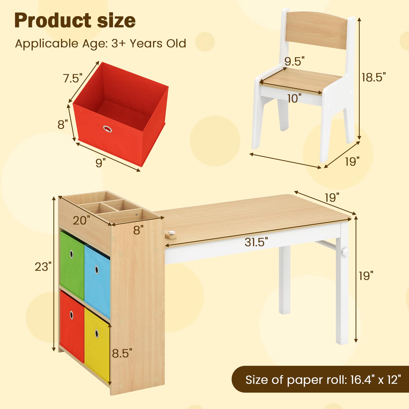 OLAKIDS Kids Table and Chair Set, Toddler Art Craft Play Wood Activity Desk