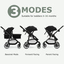 INFANS 2 in 1 Baby Stroller, High Landscape Infant Stroller & Reversible Bassinet Pram, Foldable Pushchair