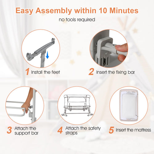 INFANS 3 in 1 Baby Bassinets, Bedside Sleeping for Newborn, Folding Crib with Mattress, Easy to Assemble Cradle