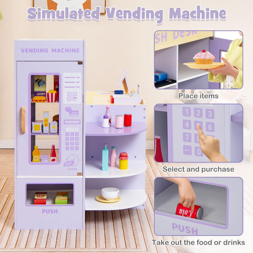 OLAKIDS Kids Grocery Store Playset, Wooden Supermarket Toy Set
