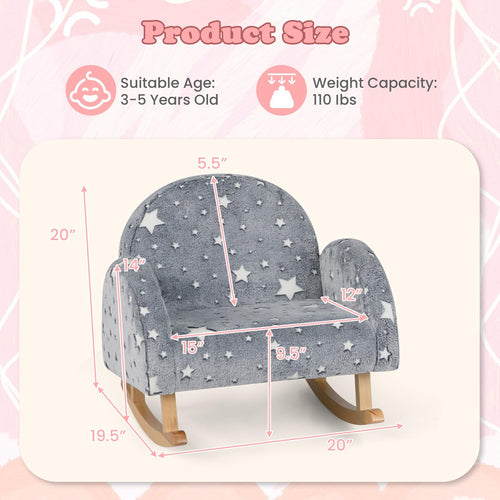 OLAKIDS Kids Sofa with Glow in The Dark, Toddler Rocking Chair