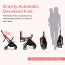 INFANS Lightweight Baby Stroller, One-Hand Gravity Fold, Compact Travel Stroller for Airplane