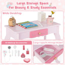 OLAKIDS Kids Vanity, 2 in 1 Princess Makeup Desk Set, Wooden Dressing Table, Pretend Play Vanity Set