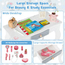 OLAKIDS Kids Vanity, 2 in 1 Princess Makeup Desk Set, Wooden Dressing Table, Pretend Play Vanity Set