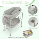 INFANS 2 in 1 Baby Changing Table with Bath Tub Unit, Folding Diaper Dresser Station with Wheels Waterproof