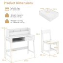 OLAKIDS Table and Chair Set, Toddler Wooden Student Study Desk with Chair Storage Hutch Compartments Drawers