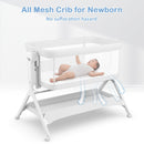 INFANS 5 in 1 Baby Bassinet, Upgraded Flat Rocking Bedside Sleeper with Wheels, Storage Basket, Travel Bag
