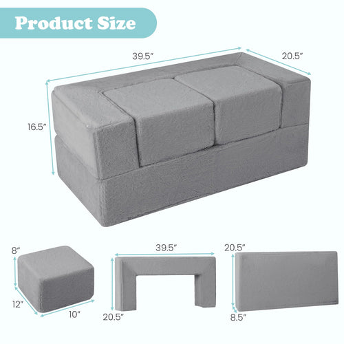 INFANS Modular Kids Play Couch, Toddler Sectional Fort Building Sofa