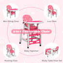 INFANS 5 in 1 Baby High Chair, Convertible Toddler Table Chair Set,  Multi-Function Seat with Lockable Universal Wheels