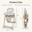 INFANS Baby High Chair, High Chairs for Babies & Toddlers with Adjustable Height Backrest Footrest Removable Tray, Easy to Clean PU Seat Convertible Quick Folding Portable Highchair