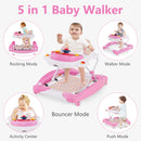 INFANS Baby Walker, 5 in 1 Behind Walker Learning Seated Rocker Bouncer with Removable Music Tray, Adjustable Height