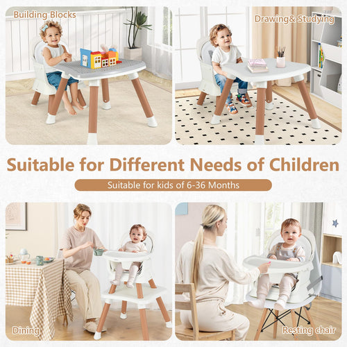 INFANS 8 in 1 Baby High Chair, Convertible Highchair for Babies and Toddlers, Infant Dining Booster Seat