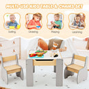 OLAKIDS 3 in 1 Kids Table and Chair Set, Wood Multi Activity Table with Removable Tabletop, Detachable Blackboard
