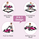 INFANS 4 in 1 Baby Walker, Foldable Toddler Activity Center with Adjustable Height, Removable Toy Tray, Push Walker