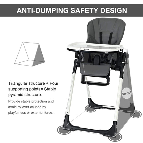 INFANS Foldable High Chair for Babies & Toddlers with Multiple Adjustable Backrest, Footrest and Seat Height