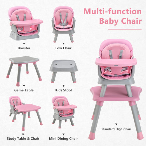 INFANS 8 in 1 Baby High Chair, Convertible Highchair for Babies and Toddlers, Infant Dining Booster Seat