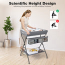 INFANS Baby Changing Table, Folding Diaper Station Portable Nursery Organizer with Safety Belt and Storage Racks