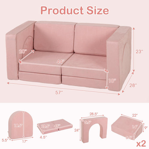 INFANS Modular Kids Play Couch, 8 PCS Toddler Creative Sectional Fort Building Sofa