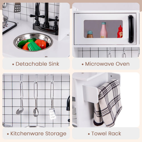 OLAKIDS Play Kitchen for Kids, Wooden Kids Play Kitchen Playset
