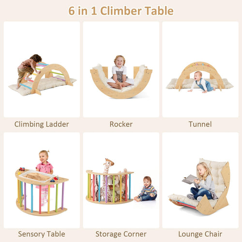 OLAKIDS Wooden Arch Climber Rocker with Soft Cushion for Toddlers
